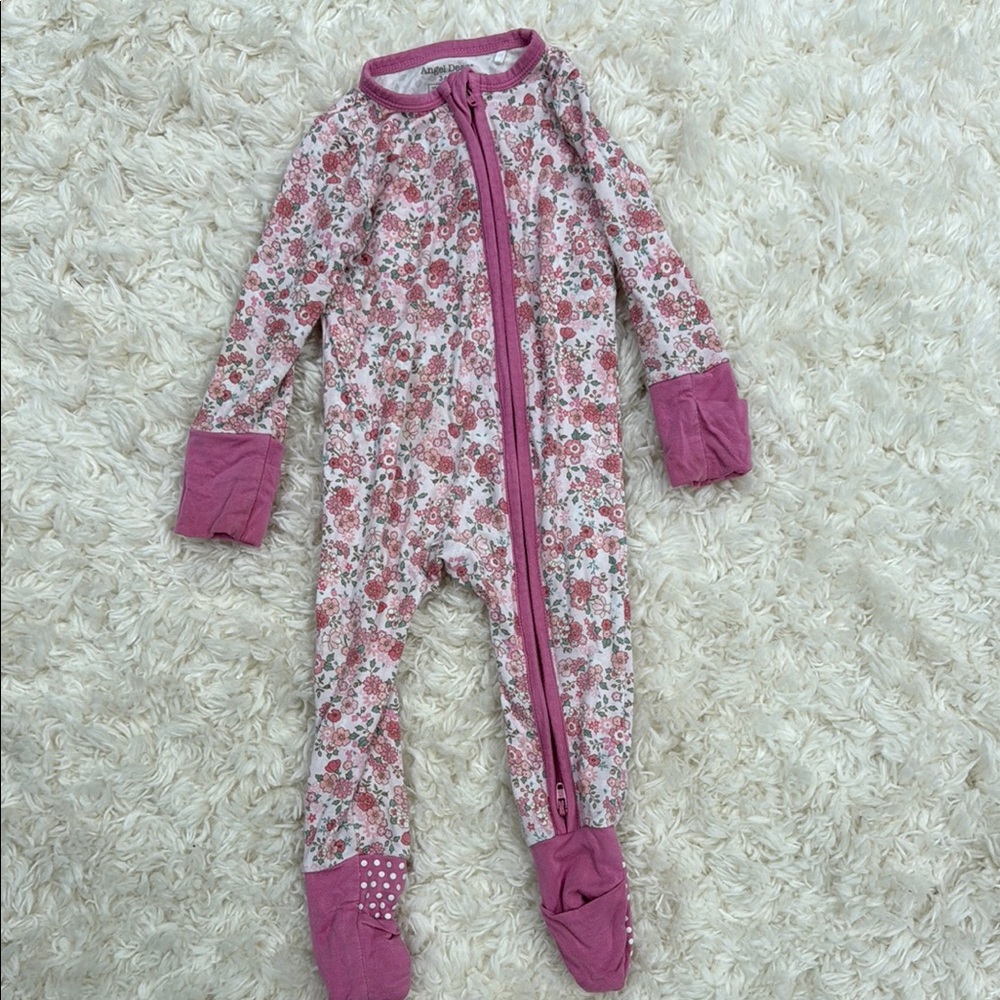 Bamboo Angel Dear Pink and White Floral Convertible Zippy One Piece